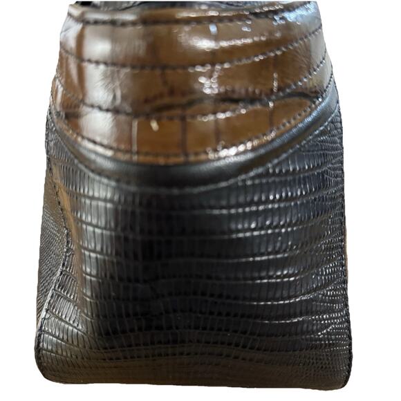 Brahmin Womens Handbag Black Brown Leather Hobo Purse 15x7x5 - Picture 3 of 7